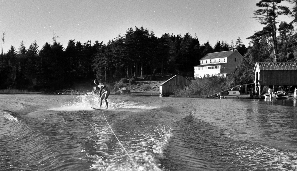 Water skiing on Floras Lake, 1958