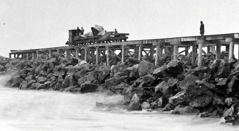 Construction of the South Jetty, 1897