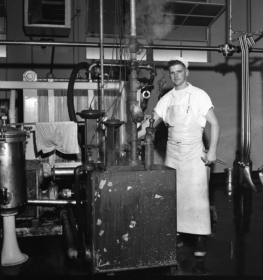 LeRoy Nelson at Coquille Valley Dairy Co-op, 1958