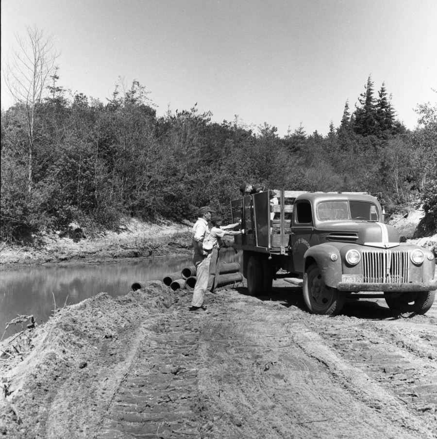 Old reservoir east of Bandon off Highway 42, 1957