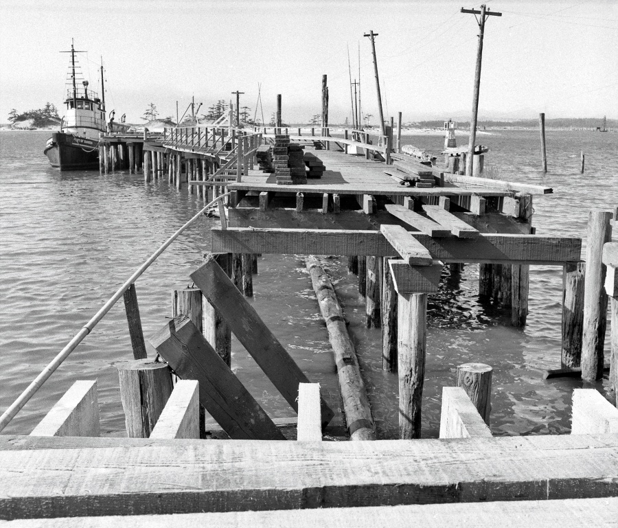Elevated planked roadway, 1956