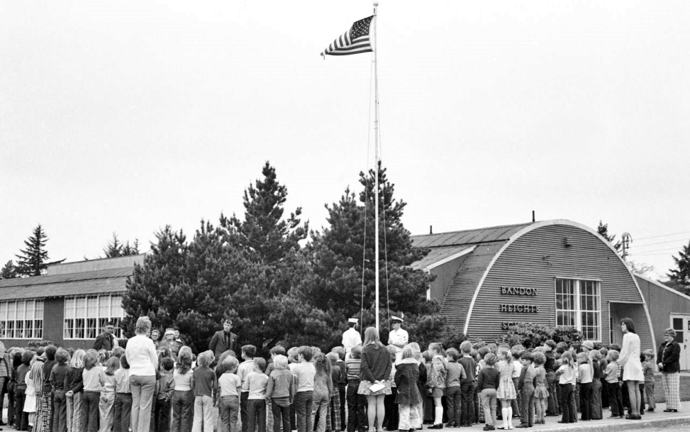 Flag raising ceremony, 1975