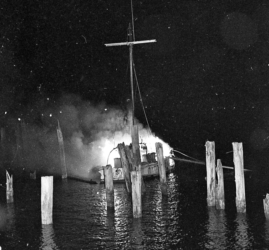 Fishing boat caught fire, 1977