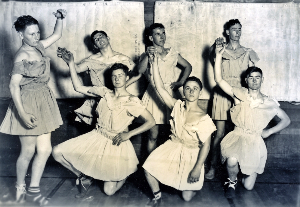 Bandon High School student athletes in ballet outfits, 1940