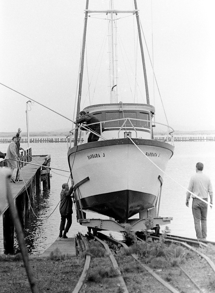 Launching the Barbara J, 1973